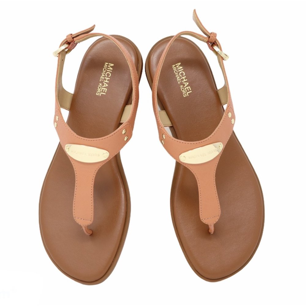 New Michael Kors Plate Thong Sandal 6.5 Peach Authentic New in Box